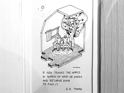 new home black and white drawing home illustration nature quote