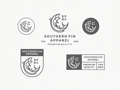 Southern fin apparel concept apparel badge branding fin fish fishing icon line lineart logo simple