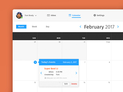 Calendar calender design football go pats super bowl li wip interface ui