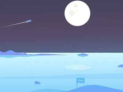 Over the sky background illustration moon ocean rocket sketch stake