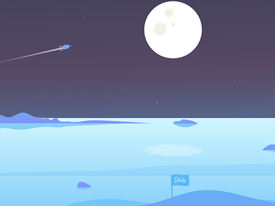 Over the sky background illustration moon ocean rocket sketch stake
