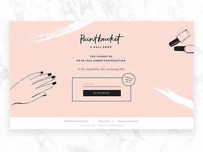 Paintbucket NYC Teaser Page cosmetics freelance makeup nail salon shoppe theory web design