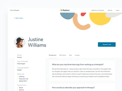 Therapist Profile bio card clean design health minimal product profile typography ui ux website