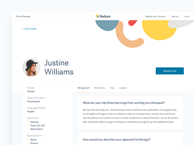 Therapist Profile bio card clean design health minimal product profile typography ui ux website