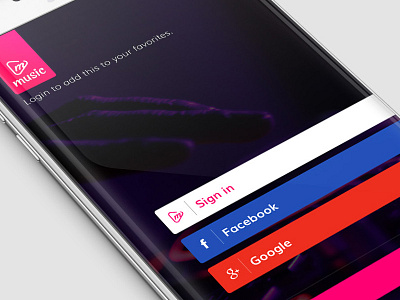 Music app concept UI app concept login music ui ux