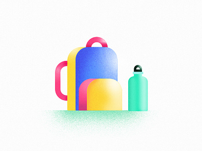 On vacation / Ad campaign 🎒🏝 backpack bag bottle color design flat icon illustration travel vector