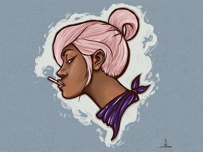 Inward Bound Fan Art comic girl hipster illustration neutral photoshop portrait profile smoke smoking view