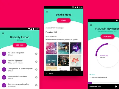 Productivity App Material Design material design pomodoro productivity app task timer