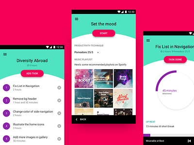 Productivity App Material Design material design pomodoro productivity app task timer