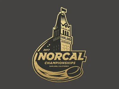 Hockey Tournament Logo foil gold hockey oakland puck sports tournament tower