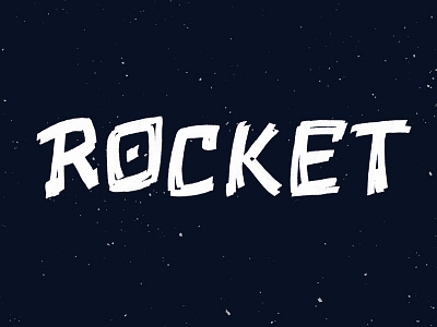 Rocket calligraphy handwritten lettering parallel pen rocket sky space stars type