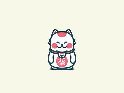 maneki neko cat clean flat graphic illustration japan japanese lucky maneki neko vector