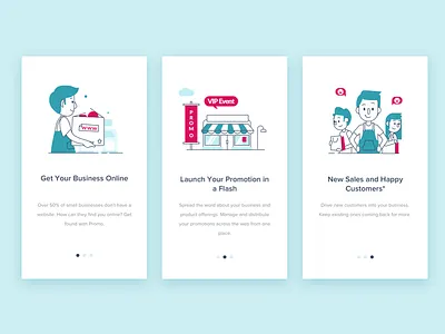 Promotion Onboarding app business design illustration promotion small store