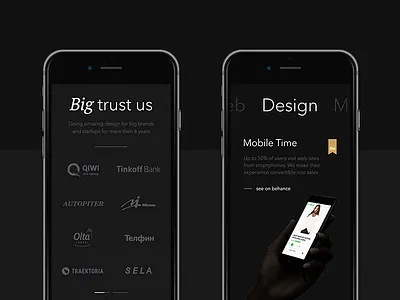 Mobile version of design mobile portfolio studio ui ux web