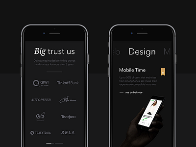 Mobile version of design mobile portfolio studio ui ux web