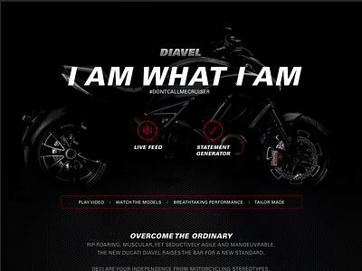 I am what I am design motorbike race statment ui ux website