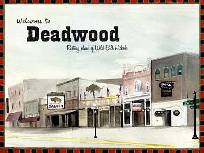 Deadwood, travel book drawing illustration travel travelbook traveljournal watercolor west