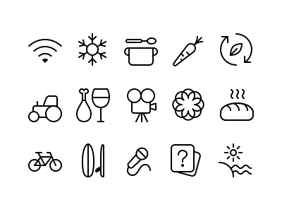 UI icons bike bread carrot farming karaoke kitchen wifi