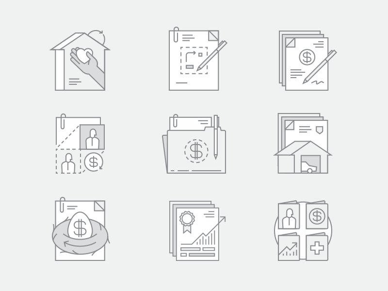 Wealth Management Icon Set business finance icon icons line art management money wealth