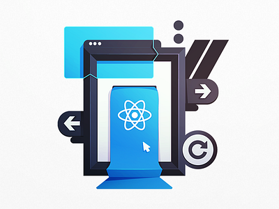 React Web App - Option A app arrows browser build code developer frame programming react refresh web window