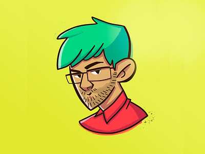 Green Hair character design illustration man