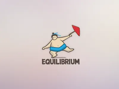Equilibrium asian branding japanese line logo mark sumo umbrella vector