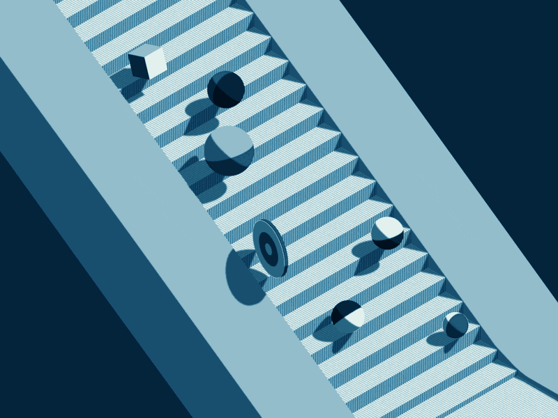 Escalator 2d 3d animation bouncing loop