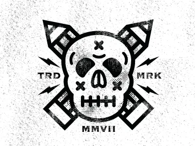 Creativity Kills badge grunge logo pencil skull texture