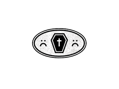 Mori badge box coffin cross death halftone illustration line logo memento mori minimal pine box