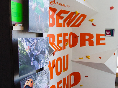 Bend before you send anamorphic climbing design lettering rock climbing design typography