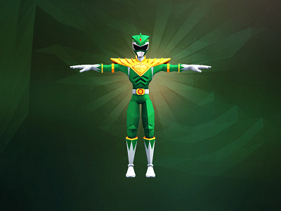 Green Ranger 3d abstract c4d design digital art green ranger illustration low poly origami paper art power rangers