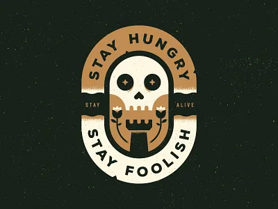 Stay Hungry badge death flower hungry logo patch rook rose skull vintage