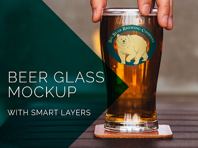 Beer Glass Mockup Freebie beer branding free freebie glass identity logo mockup photoshop retail smart layers