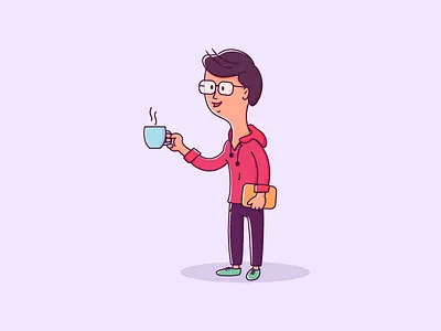 Coffee Break boy cartoon character coffee freelance lineart man minimal