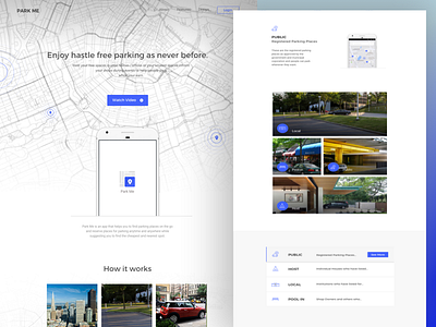 Landing Page (Park Me) interaction design parking app transportation travel app ui ux