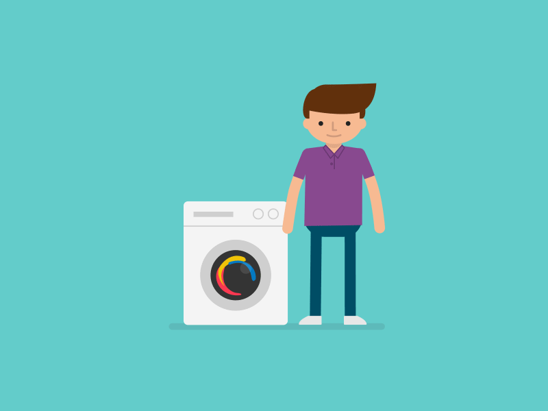 Washing machine ae animation character gif illustration loop machine man washing