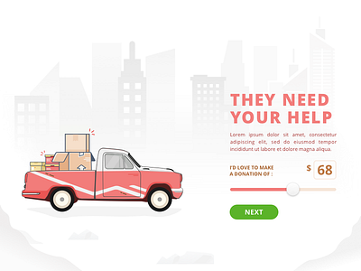 Donation Illustration car characters charity city clean donation illustration invitation landing ui ux web