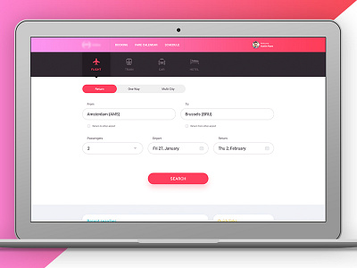 Flight Search airline booking flights form gradient modern portal search travel ui ux website