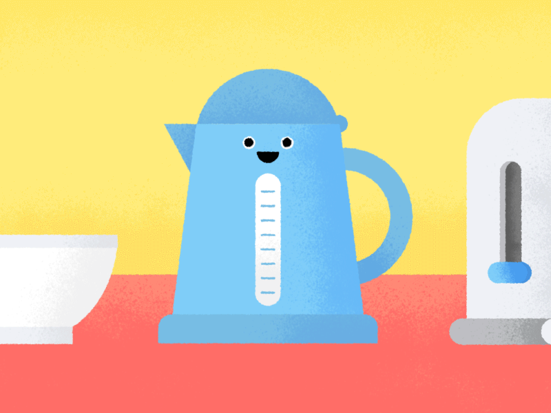 Kettle Hard at Work appliance gif kettle kitchen loop objects with faces texture