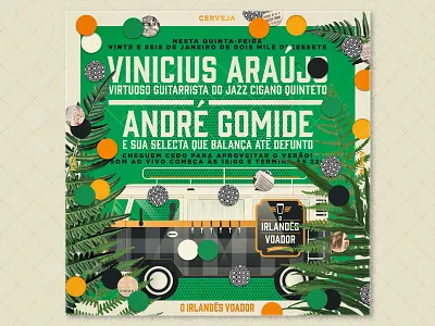 Poster for The Flying Irish car fern gig gold irish kombi plants poster show