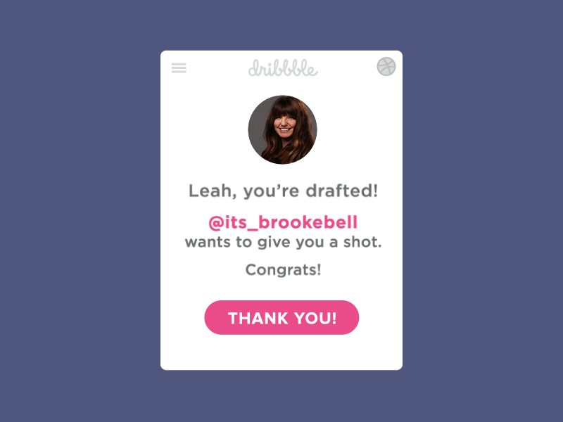 Dribbble First Shot ball bounce button congrats congratulations debut first shot invitation invite thank you thanks ui