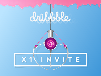 1 Dribbble Invite! blue claw dribbble invite machine pink retro vector