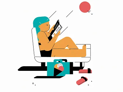 summer memories ಥ_ಥ beach books girl ice cream illustration reading relax summer sun warm