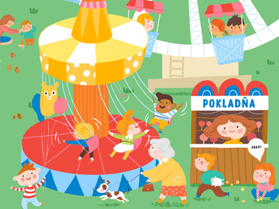 Fun Park activity children childrens illustration family fun fun park illustration kidlitart merry go round park textbook illustration