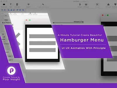 Design Cover Youtube - Create Hamburger Menu With Principle animation hamburger menu menu principle prototype slide youtube