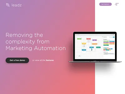 Leadz Landing Page app clean conversion dailyui design digital gradient landing page simple web webpage website