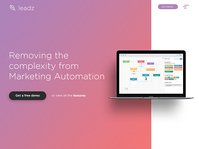 Leadz Landing Page app clean conversion dailyui design digital gradient landing page simple web webpage website
