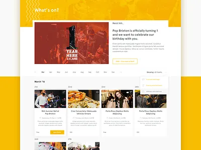 Pop Brixton Event Calendar calendar events headless cms yellow