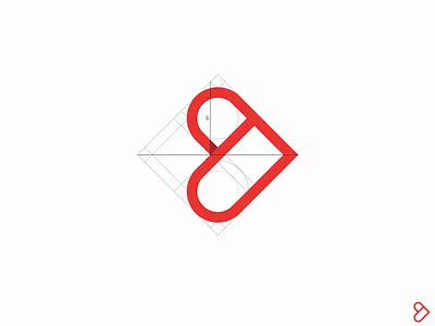 Heart logo concept construction design forward grid heart icon logo logo design love mark