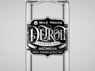 8 Mile Vodka - Bottle alcohol bottle cocktail detroit distillery label liquor ornate spirits vodka